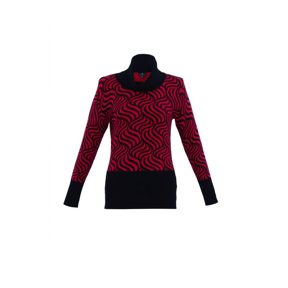 NEW MARBLE women's wave sweater in red black